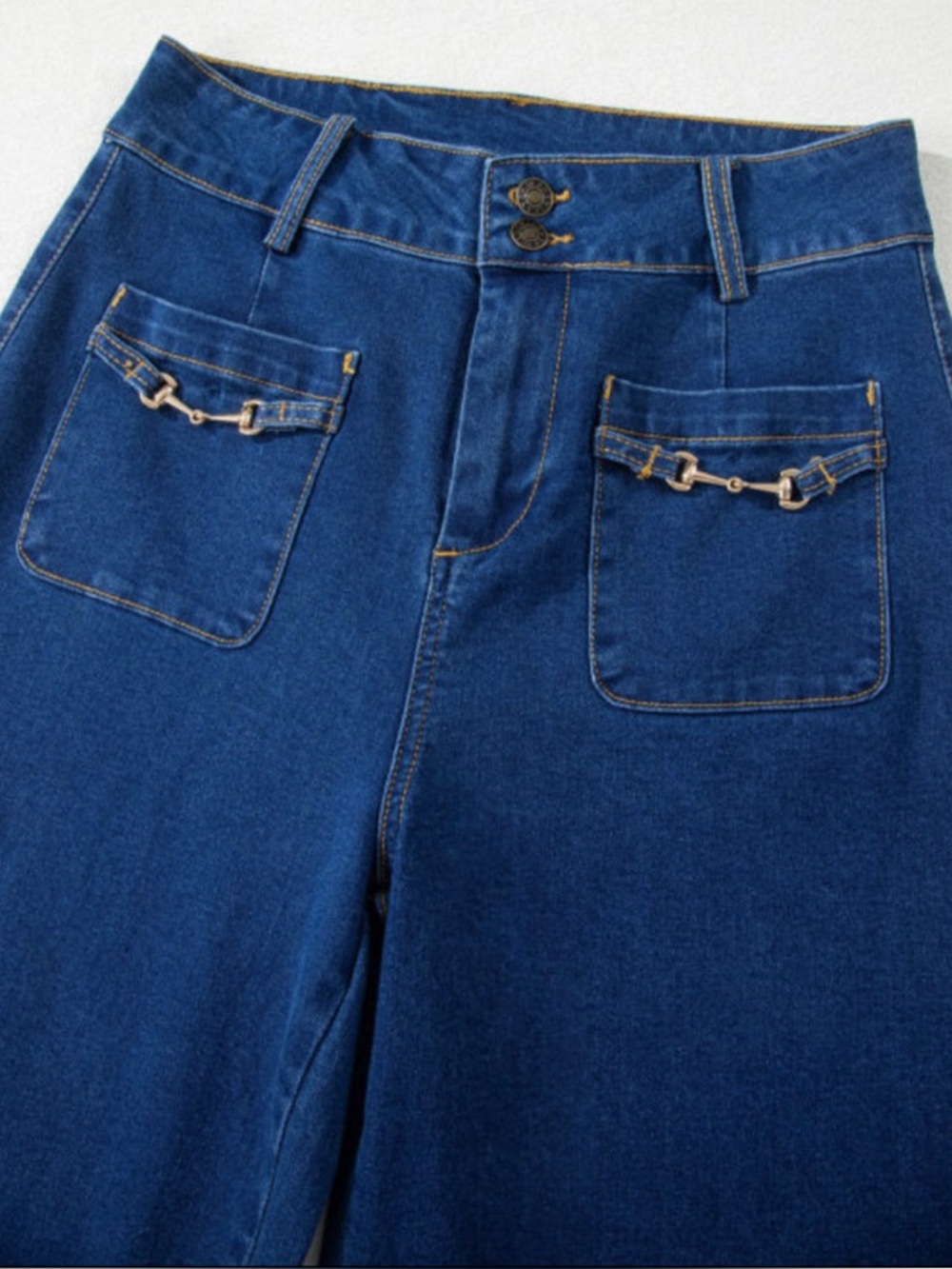 Sail Blue High Wasted Wide Leg Denim Pants - Picture 7 of 12